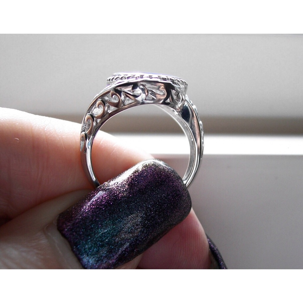 925 STERLING SILVER Lab Created Blue Fire Opal Ring - Picture 9 of 16